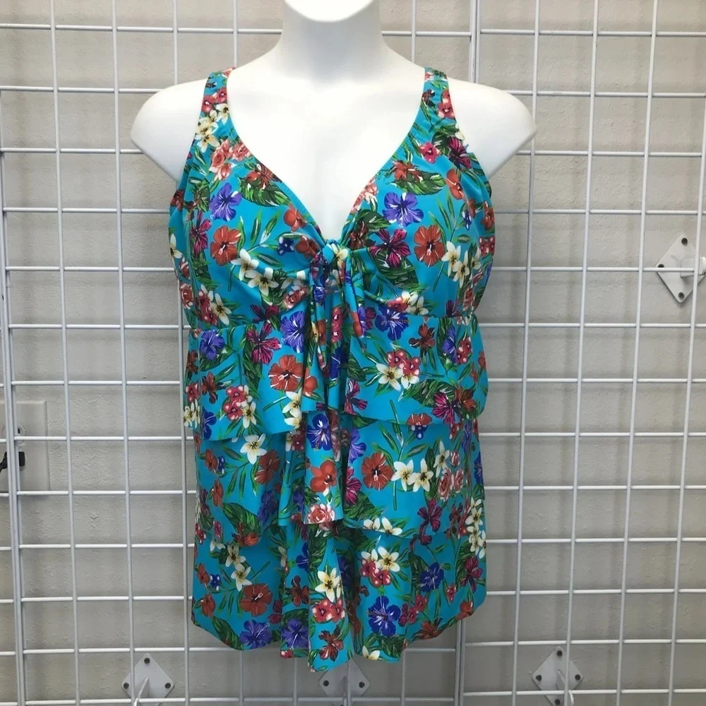 Avenue Floral Tiered Tankini Top - NEW - Size 28